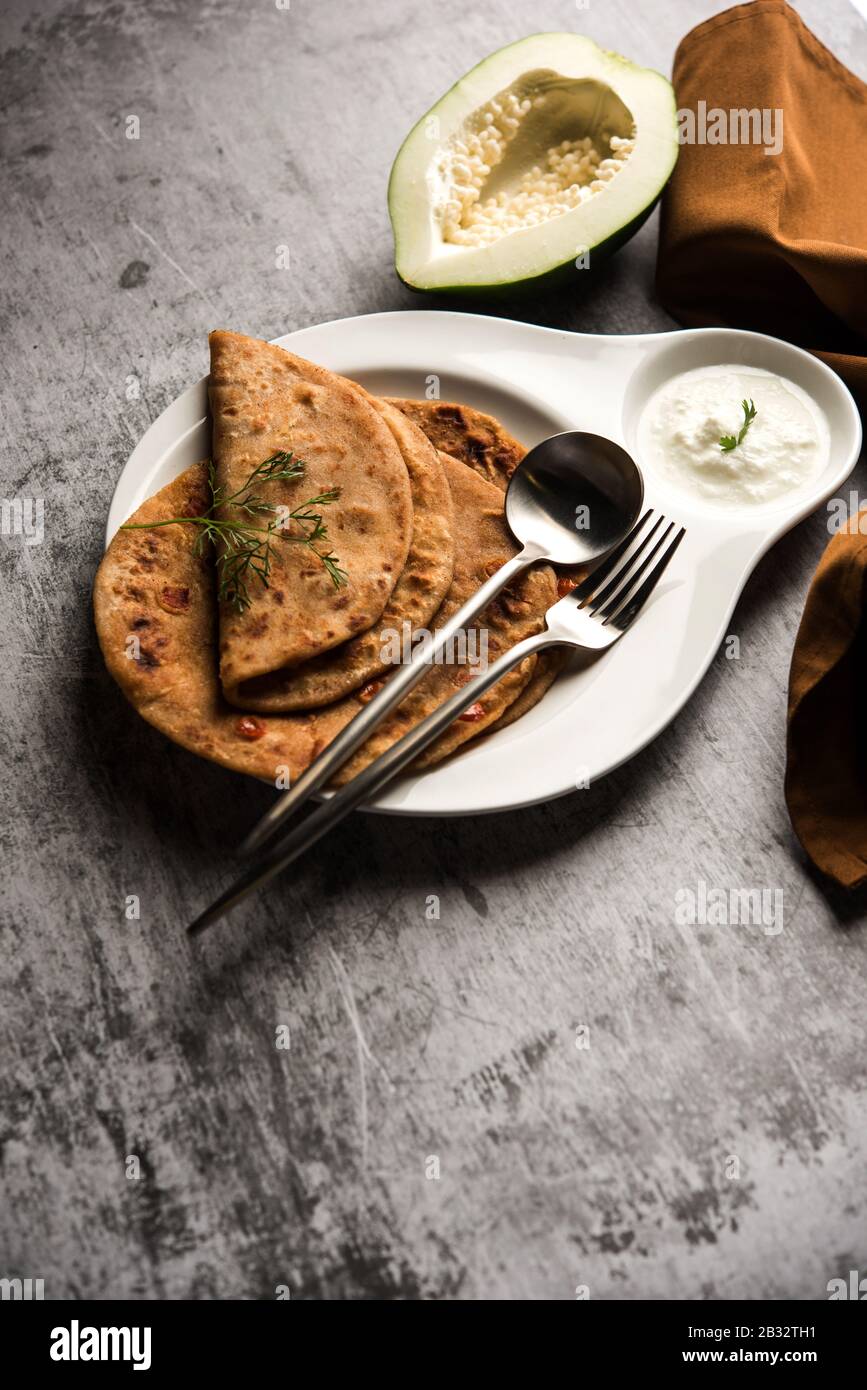 Raw Papaya Paratha or Papita ke Parathe made using Made using papaya
