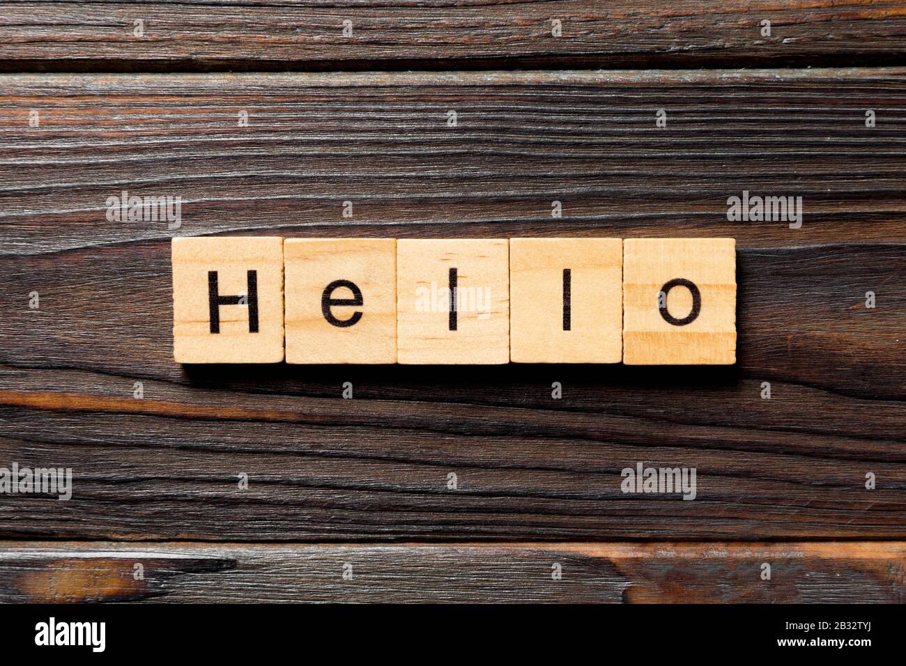 Hello Word Written On Wood Block. Hello Text On Table, Concept Stock Photo  - Alamy
