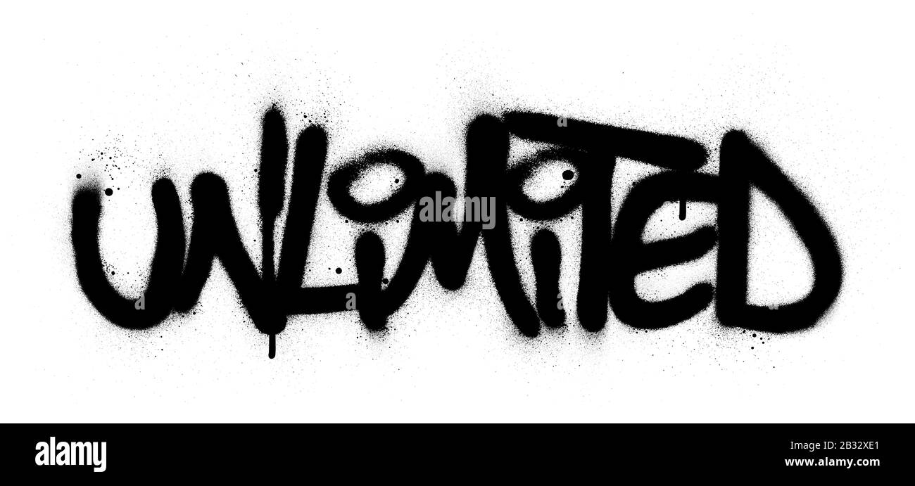 graffti unlimited word sprayed in black over white Stock Vector