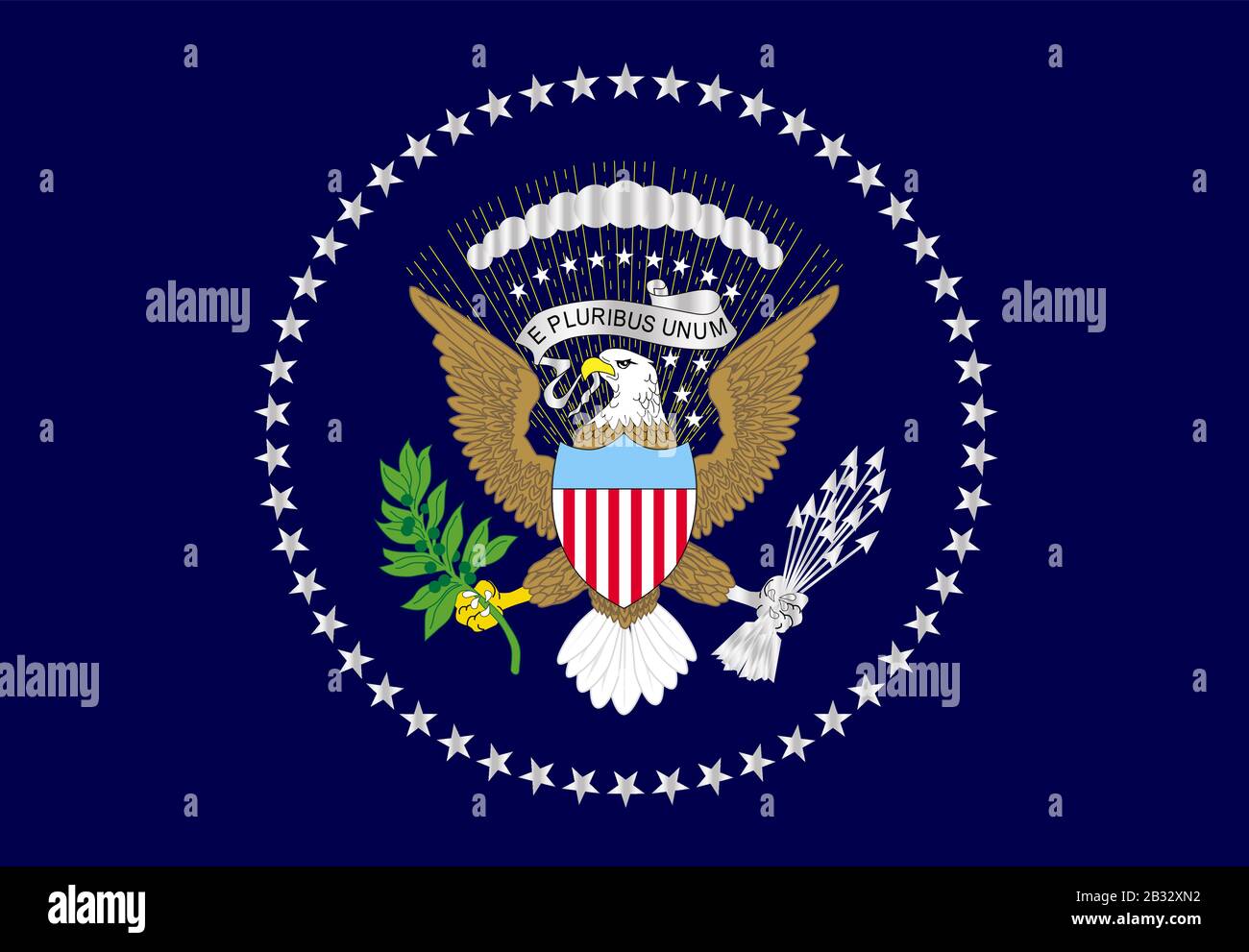 A depiction of the flag of the president of the United States of America as hung in the Oval Office Stock Vector