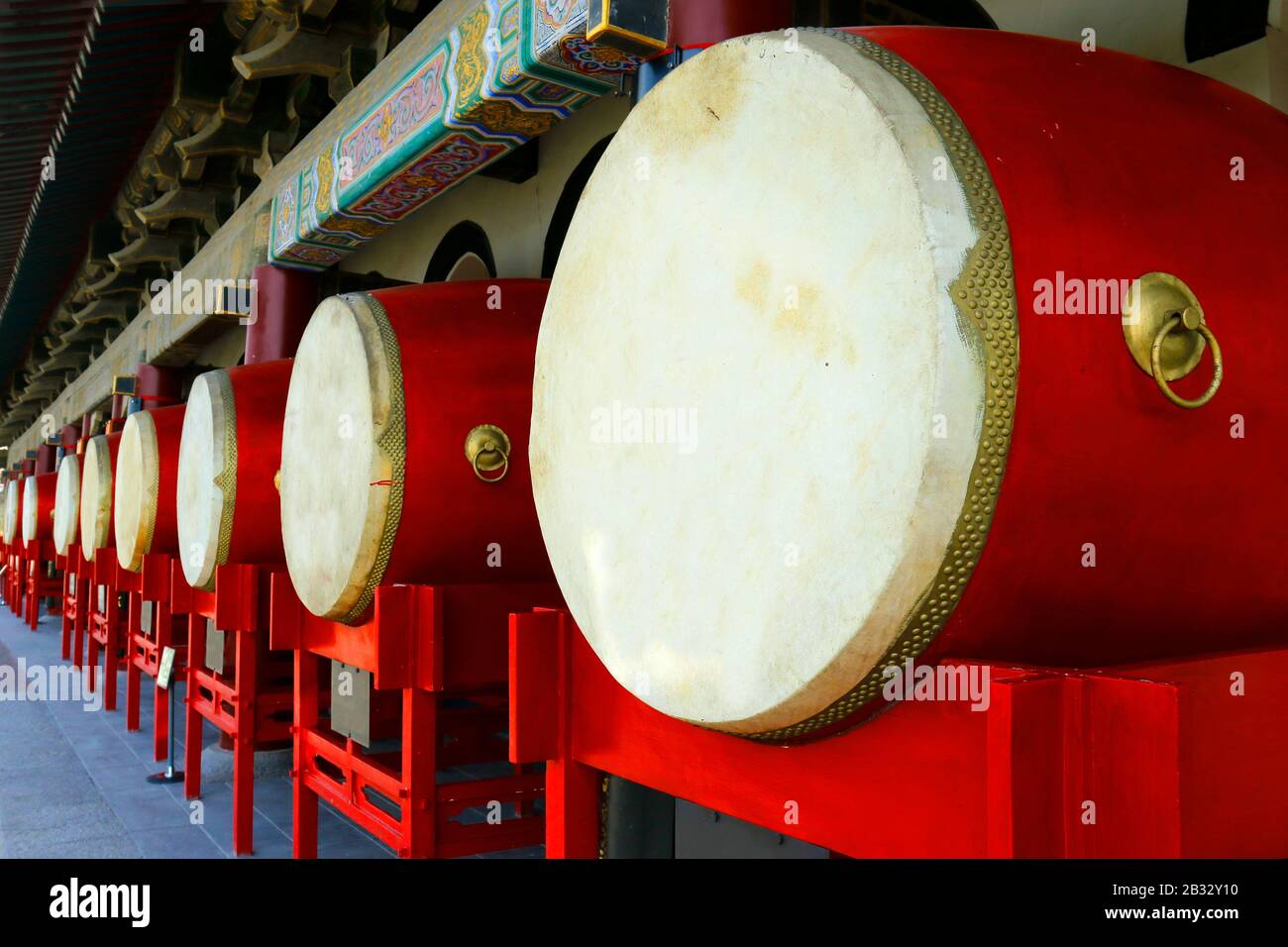 traditional Drum in chines drum tower Stock Photo