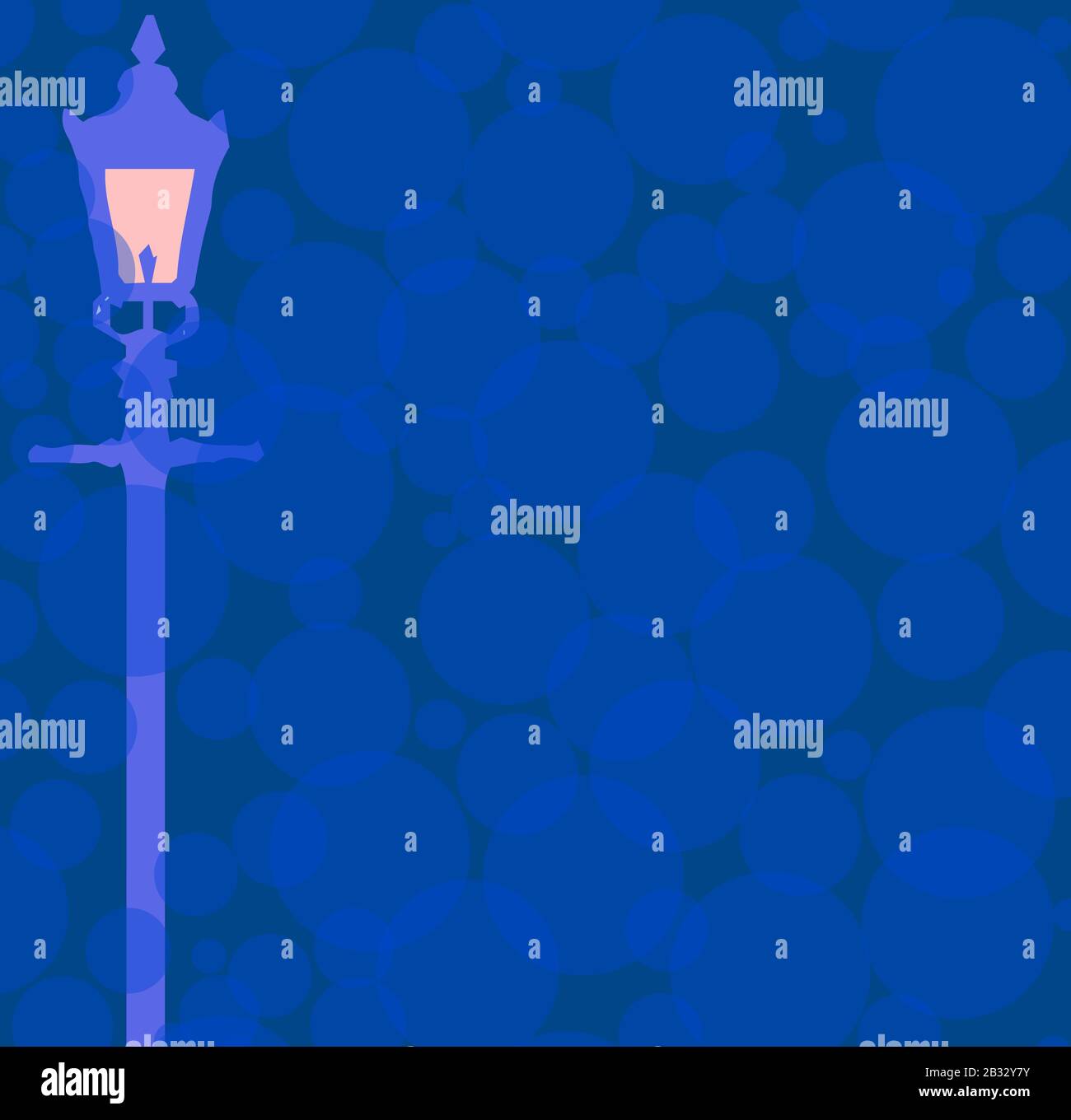 Gaslight in dark blue nigh background of light and dark classic blue