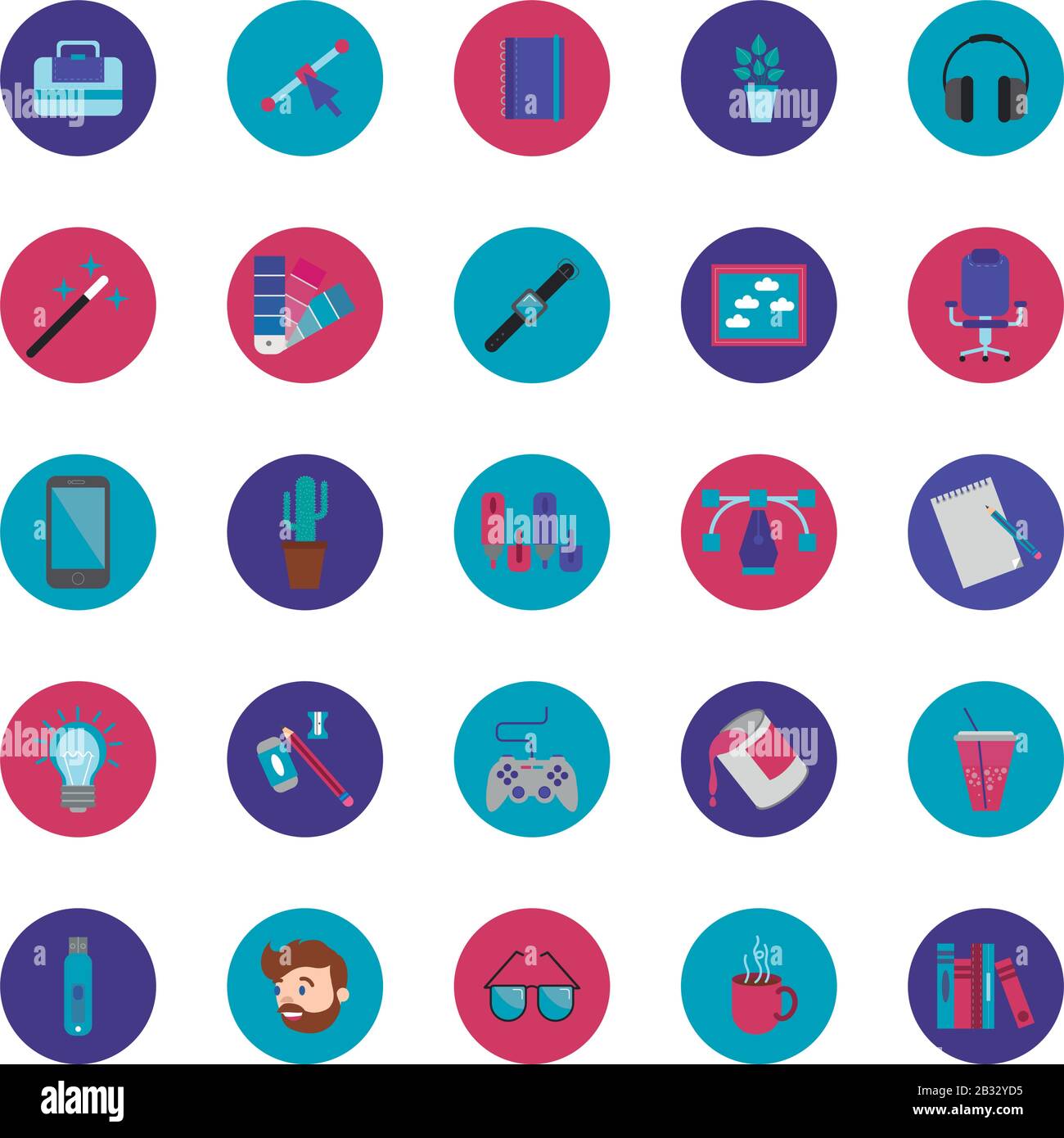 bundle of designer set block and flat icons Stock Vector Image & Art ...