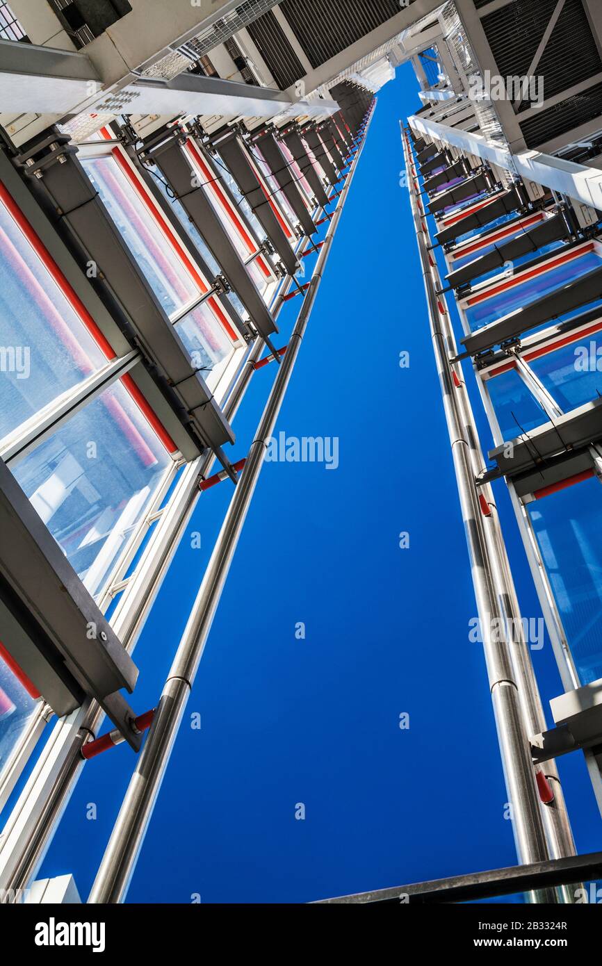 An abstract image looking up into the apex of The Shard in London. Stock Photo