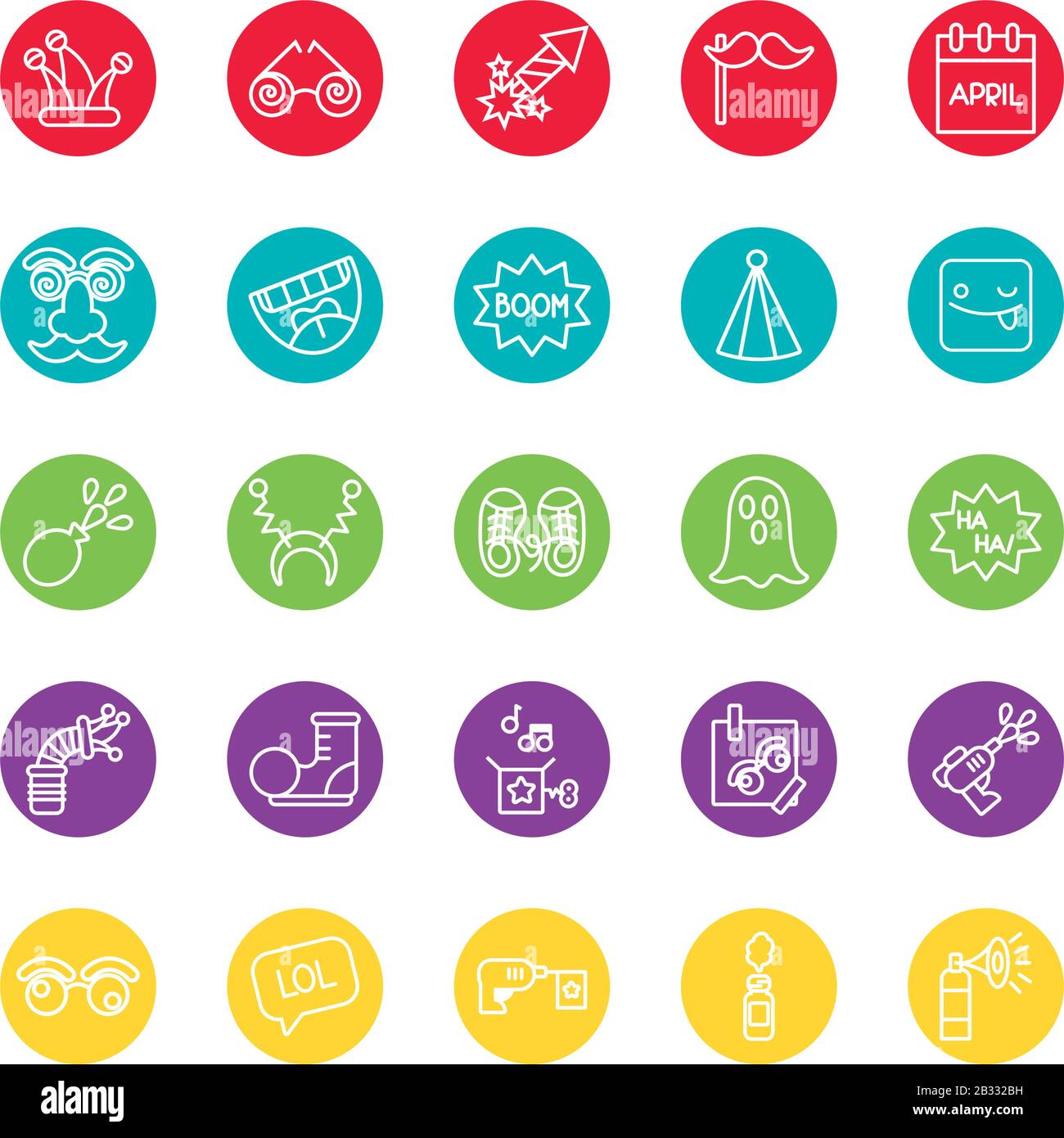 bundle of fools day set icons Stock Vector