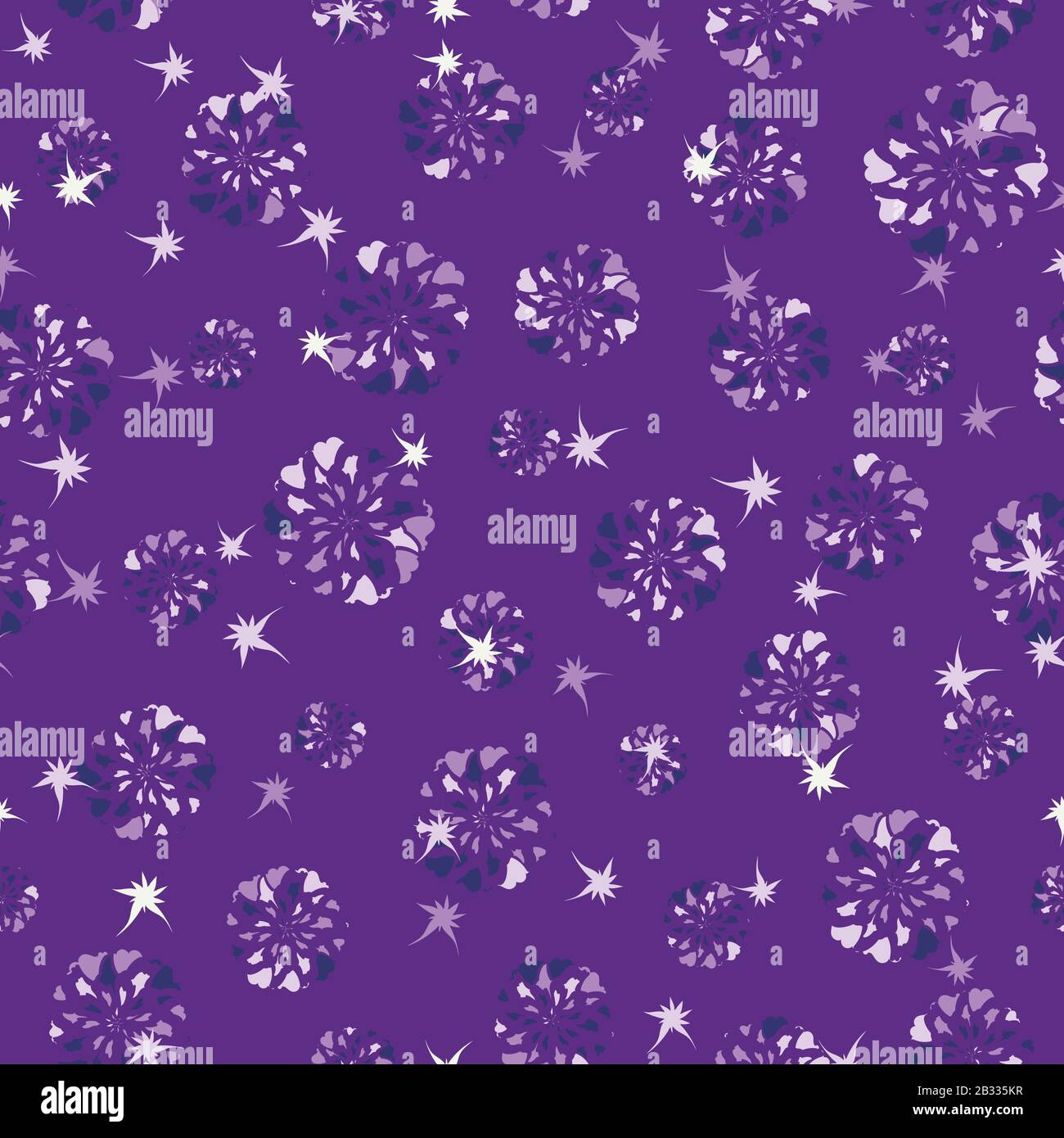 purple amethyst flowers seamless vector pattern Stock Vector