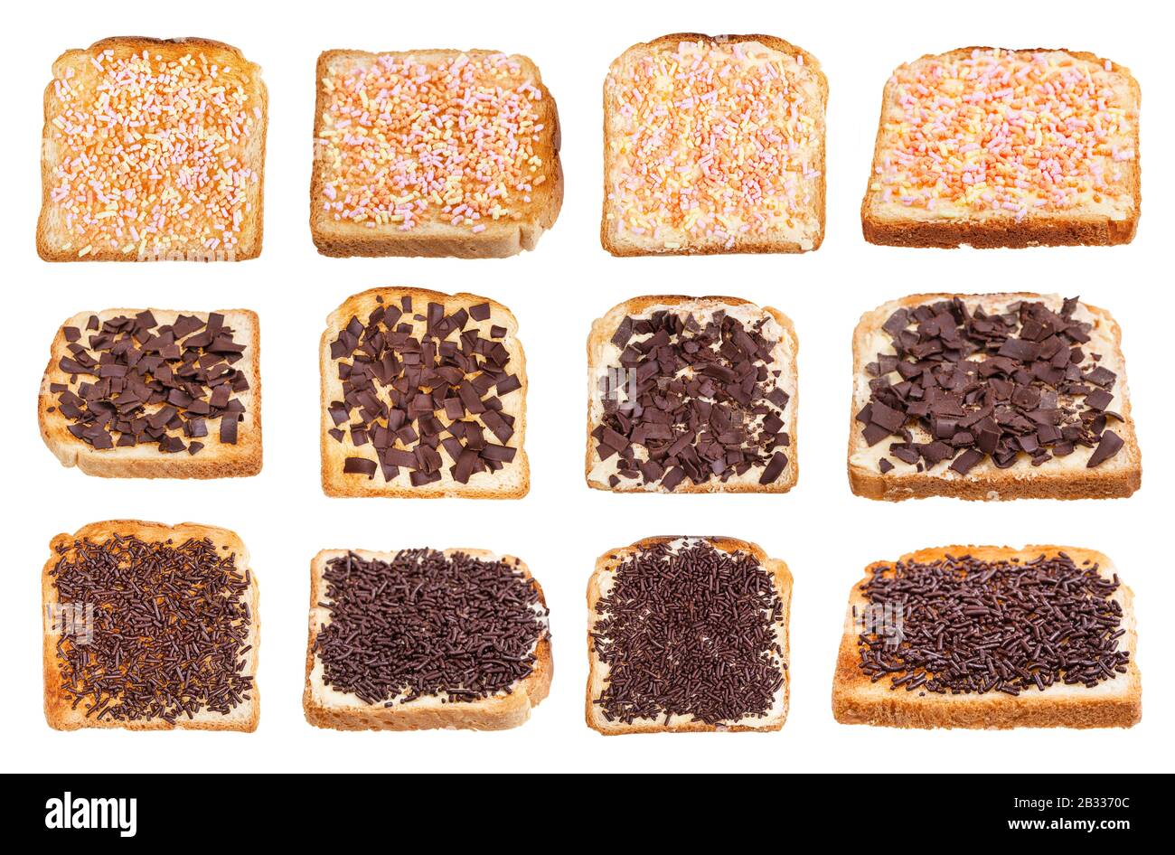 Dutch Toasts set of various dutch sweet toasts isolated on white background Stock ...