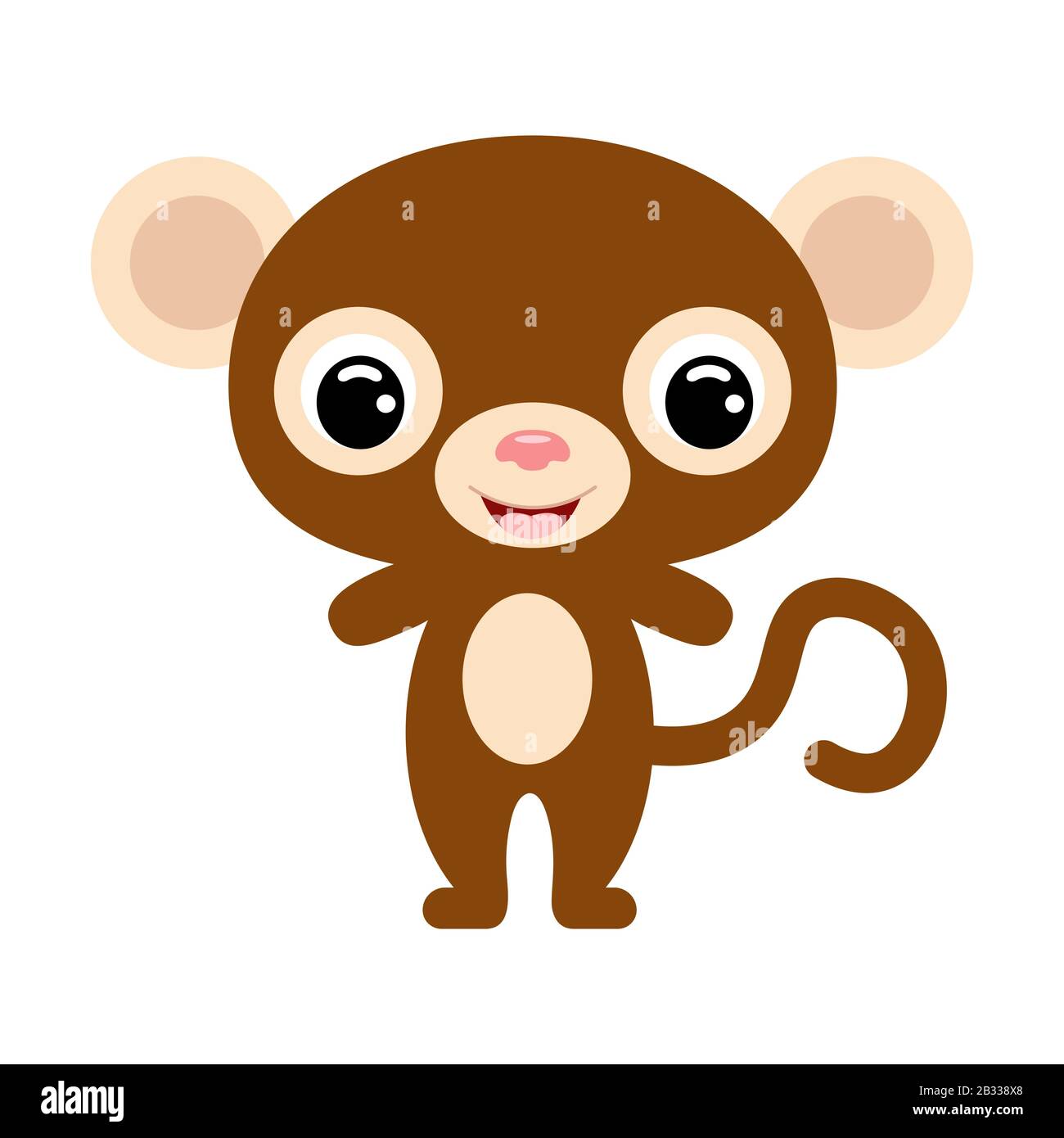 Cute Baby Monkey Cartoon Character For Decoration And Design Of The Album Scrapbook Baby Card And Invitation Flat Vector Stock Illustration Stock Vector Image Art Alamy
