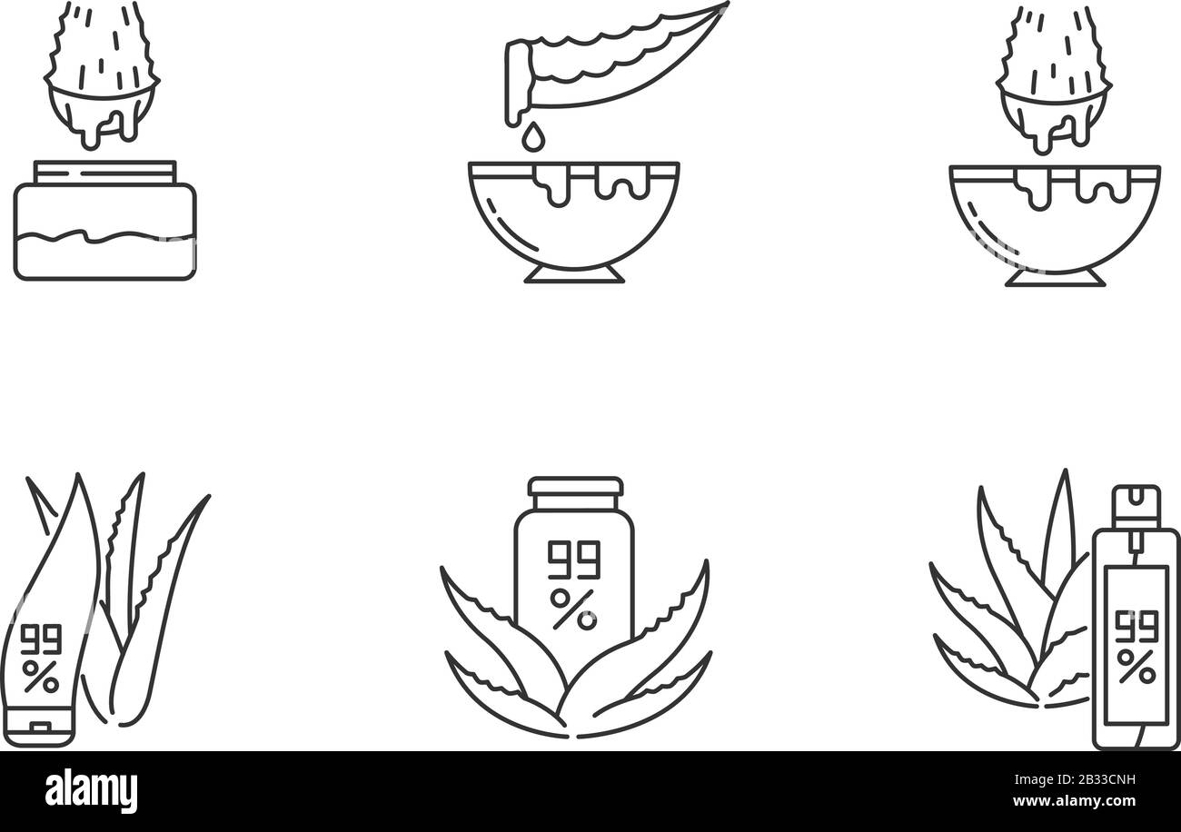 Aloe vera pixel perfect linear icons set. Medicinal herbs juice. Pure  lotion. Healing liquid from plants. Customizable thin line contour symbols  Stock Vector Image & Art - Alamy