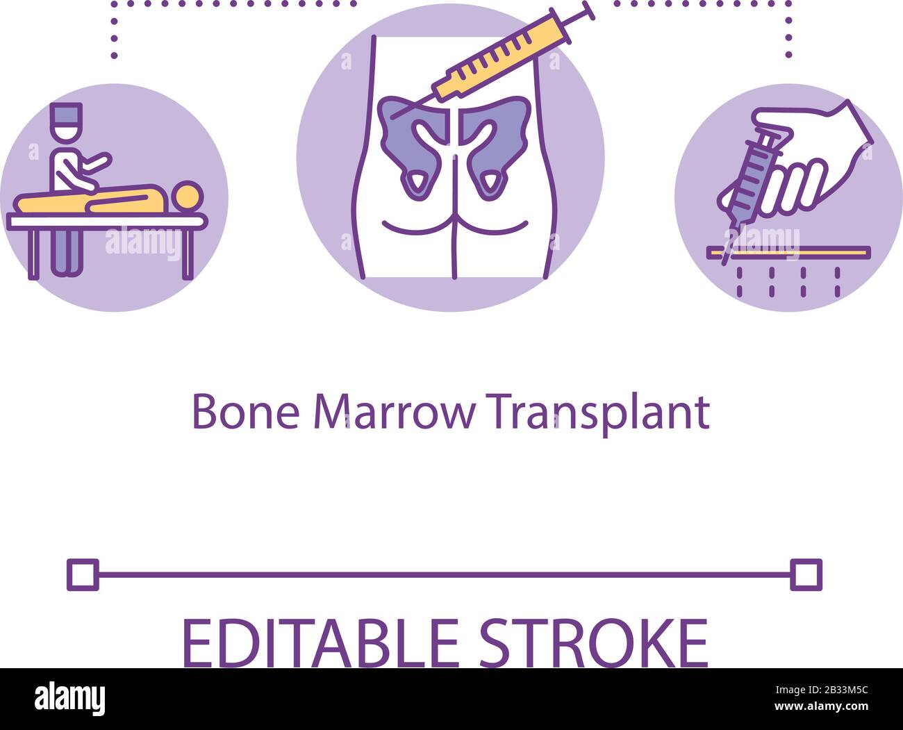 Bone marrow transplant concept icon. Cancer treatment idea thin line illustration. Blood and