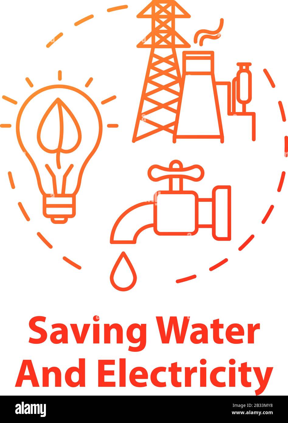 Saving water and electricity concept icon. Responsible resource