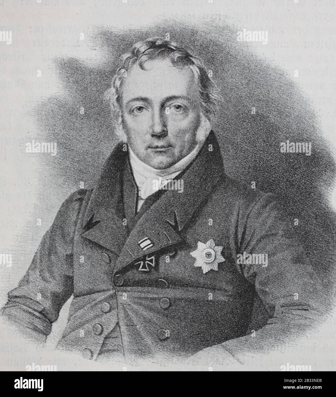 Friedrich Christian Adolf von Motz (1775-1830), Prussian statesman, was Director of Finance  /  Der preußische Staatsmann Friedrich Christian Adolf von Motz (1775–1830) war Finanzdirektor, Historisch, digital improved reproduction of an original from the 19th century / digitale Reproduktion einer Originalvorlage aus dem 19. Jahrhundert, Stock Photo