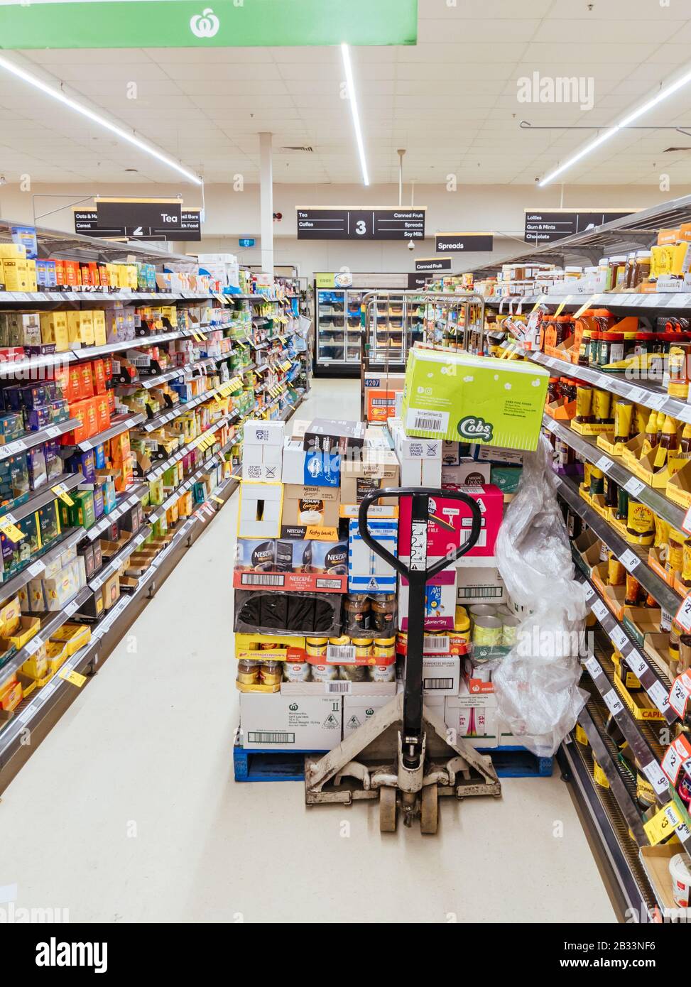 Panic Buying at Australian Supermarkets due to Corona Virus Fears Stock Photo