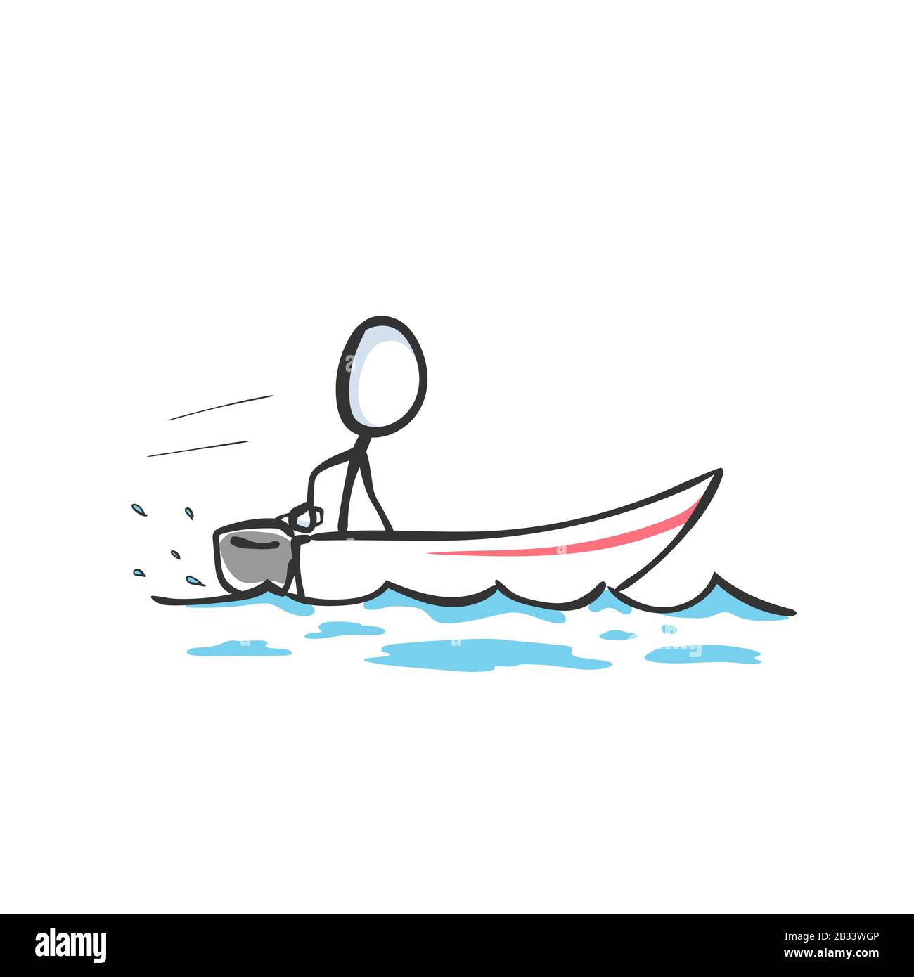 Single one line drawing motor boat or small boat with outboard