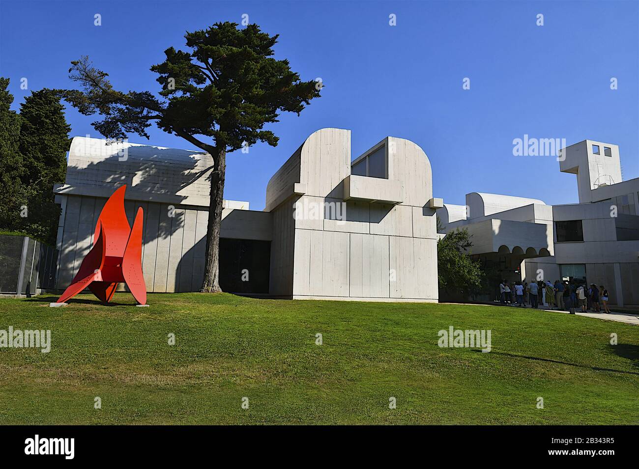 View of Fundaci Joan Mir on hill in Barcelona Catalonia in Spain Stock Photo