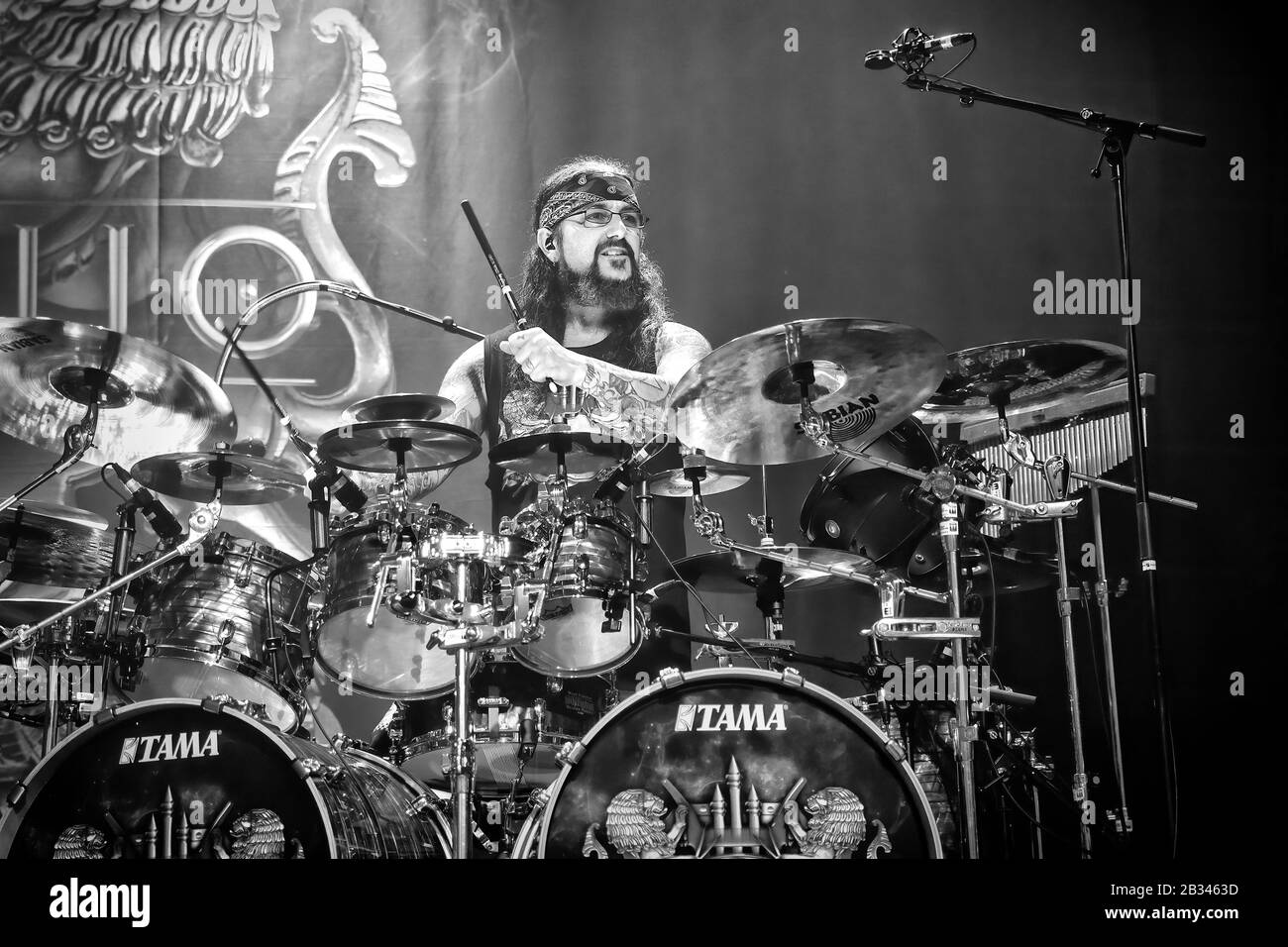 Drammen, Norway. 02nd, March 2020. The Amerian hard rock band Sons of Apollo performs a live concert at Union Scene in Drammen. Here drummer Mike Portnoy is seen live on stage. (Photo credit: Gonzales Photo - Terje Dokken). Stock Photo