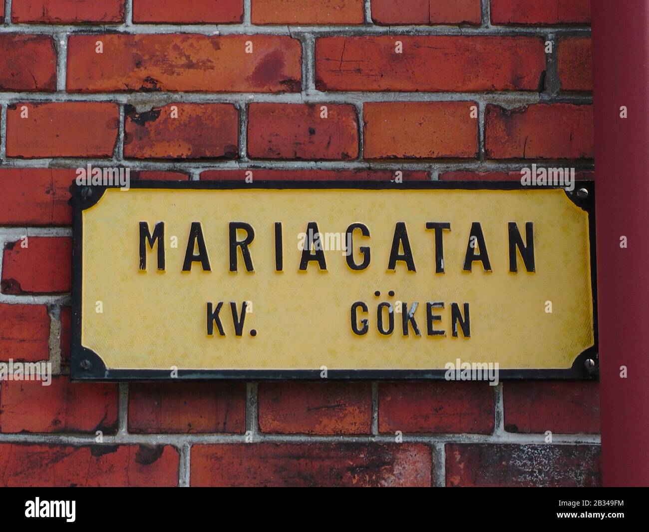 Ystad: Strassenschild 'Mariagatan' * the Mariagatan has become famous through Henning Mankell's Inspector-Wallander-series Stock Photo