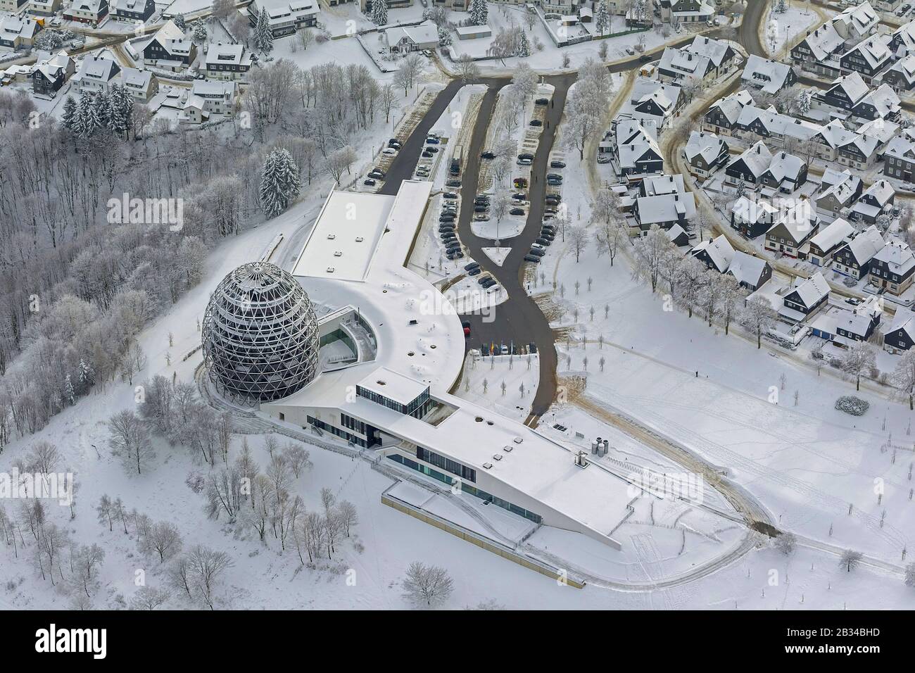 , tourist center Oversum in Winterberg, 26.01.2013, aerial view, Germany, North Rhine-Westphalia, Sauerland, Winterberg Stock Photo