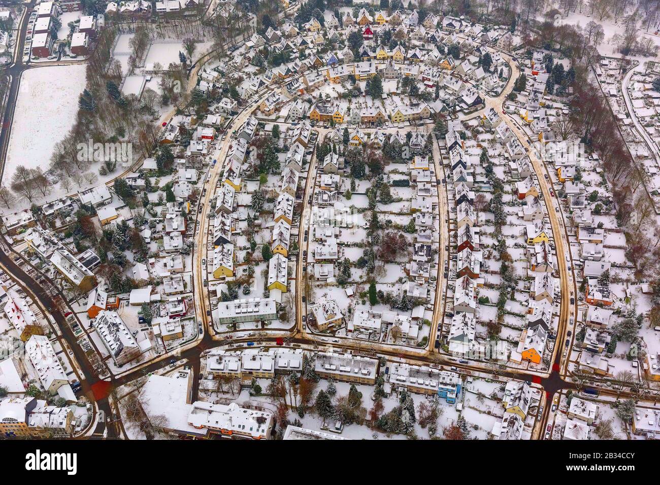 , urbanization on the Holleter, Hofringstrasse, Gehrberg, 18.01.2013, aerial view, Germany, North Rhine-Westphalia, Ruhr Area, Essen Stock Photo