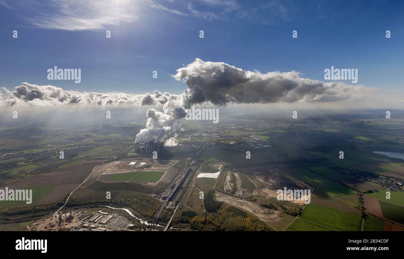 , brown coal-fired power plant Weisweiler in Eschweiler, 10.10.2012, aerial view, Germany, North Rhine-Westphalia, Weisweiler Stock Photo