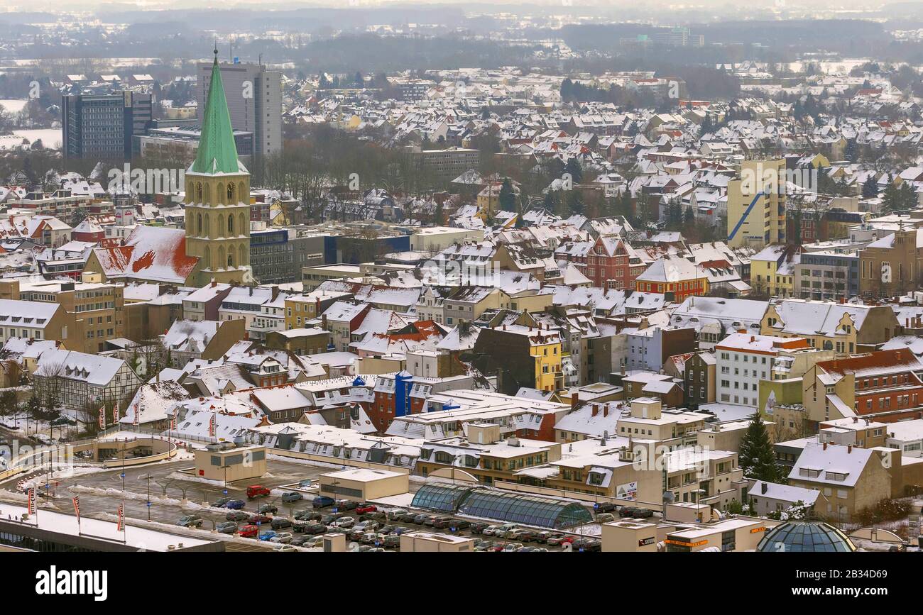 city centre of Hamm with St Paul's Church, 26.01.2013, aerial view, Germany, North Rhine-Westphalia, Ruhr Area, Hamm Stock Photo