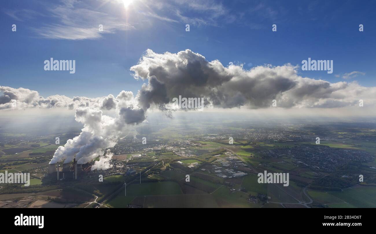 , brown coal-fired power plant Weisweiler in Eschweiler, 10.10.2012, aerial view, Germany, North Rhine-Westphalia, Weisweiler Stock Photo
