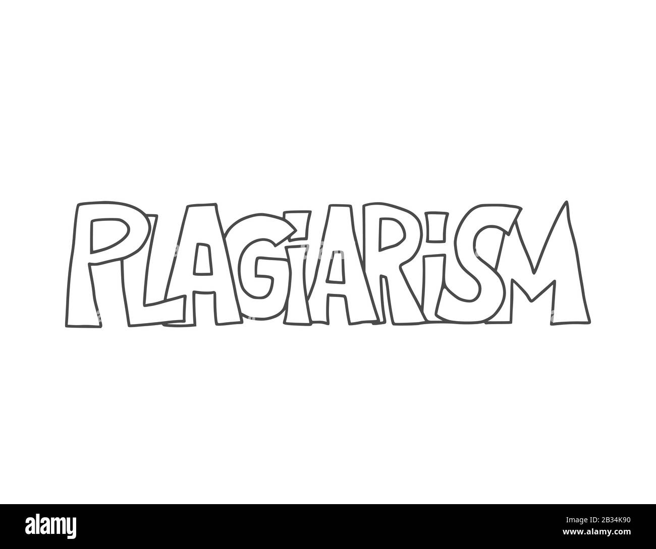 Plagiarism emblem. Hand drawn text isolated on white background. Vector