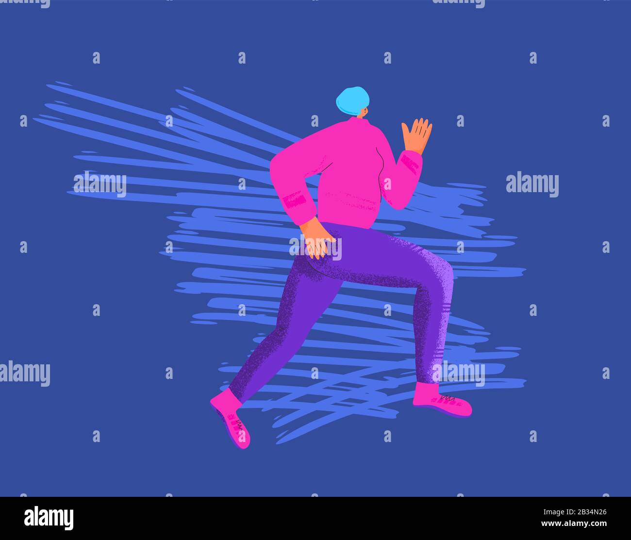 Running girl. Young woman in fashionable sportwear jogging. Female