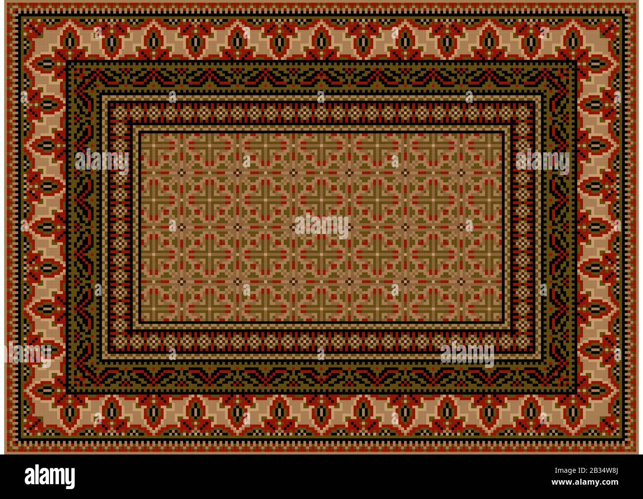 Luxurious colourful old design carpet with ethnic ornament with red ...