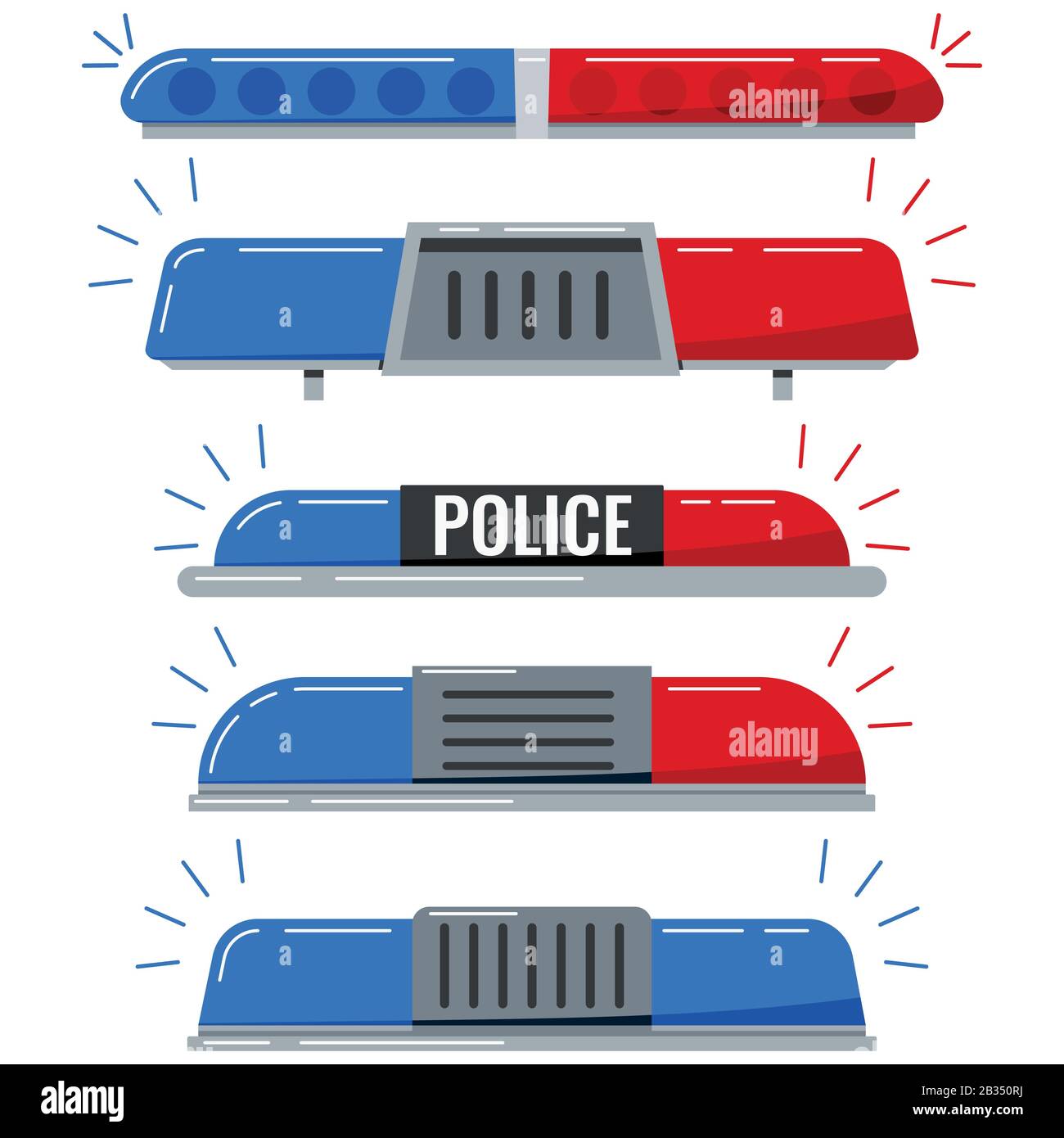 Police flashers siren vector icon set isolated on white background Stock Vector Image & Art Alamy