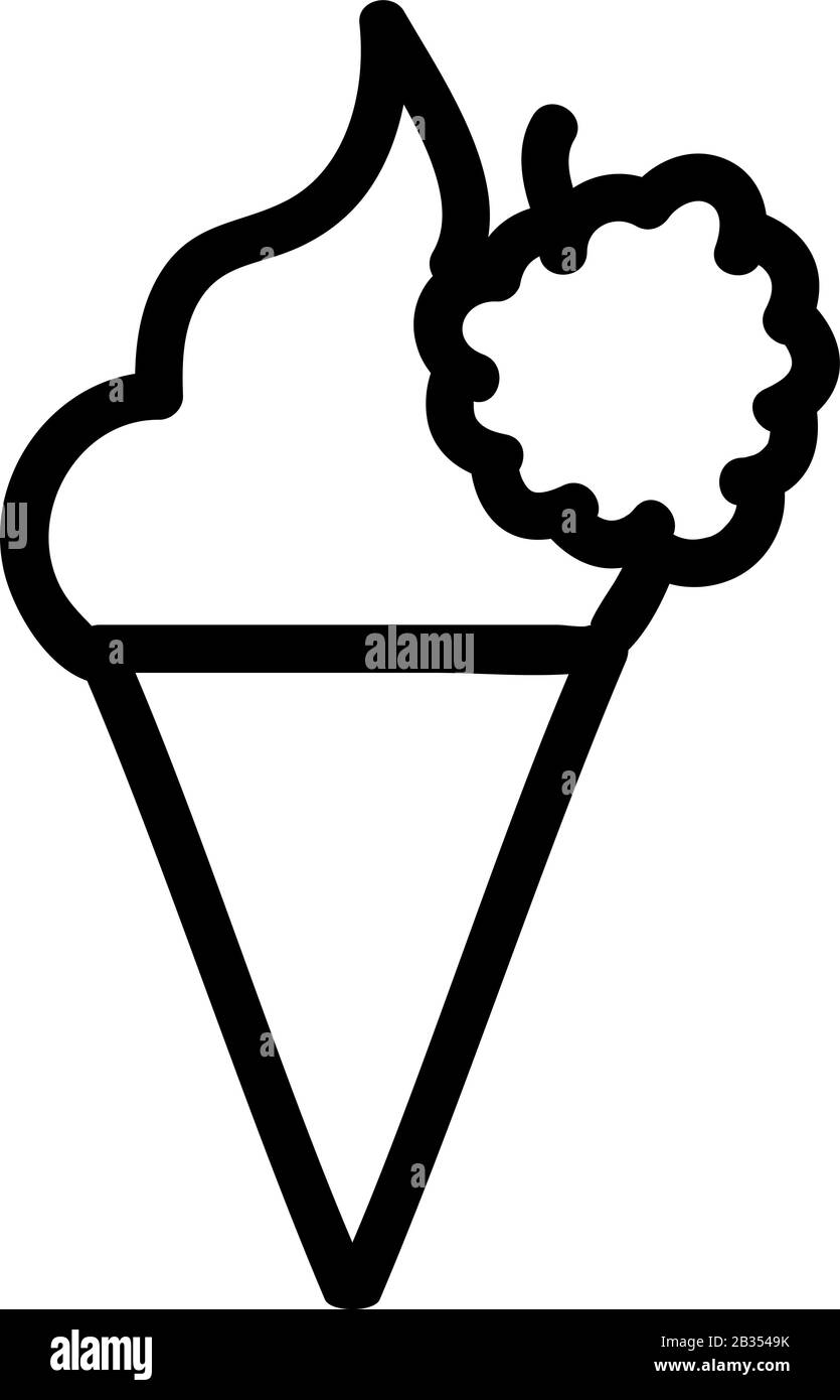 Raspberry ice cream icon vector. Isolated contour symbol illustration