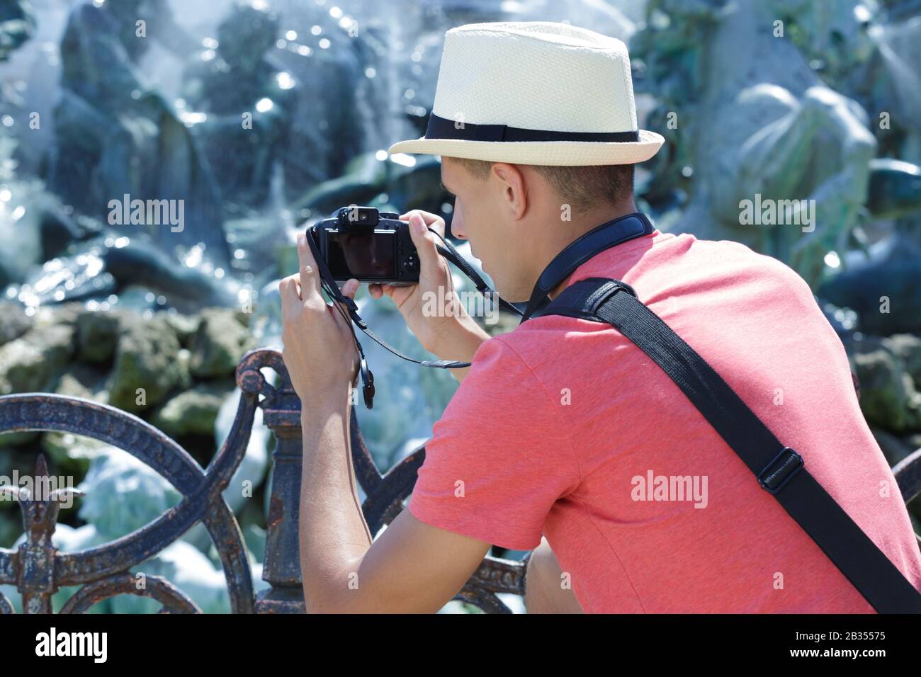 portrait of a man taking pictures Stock Photo