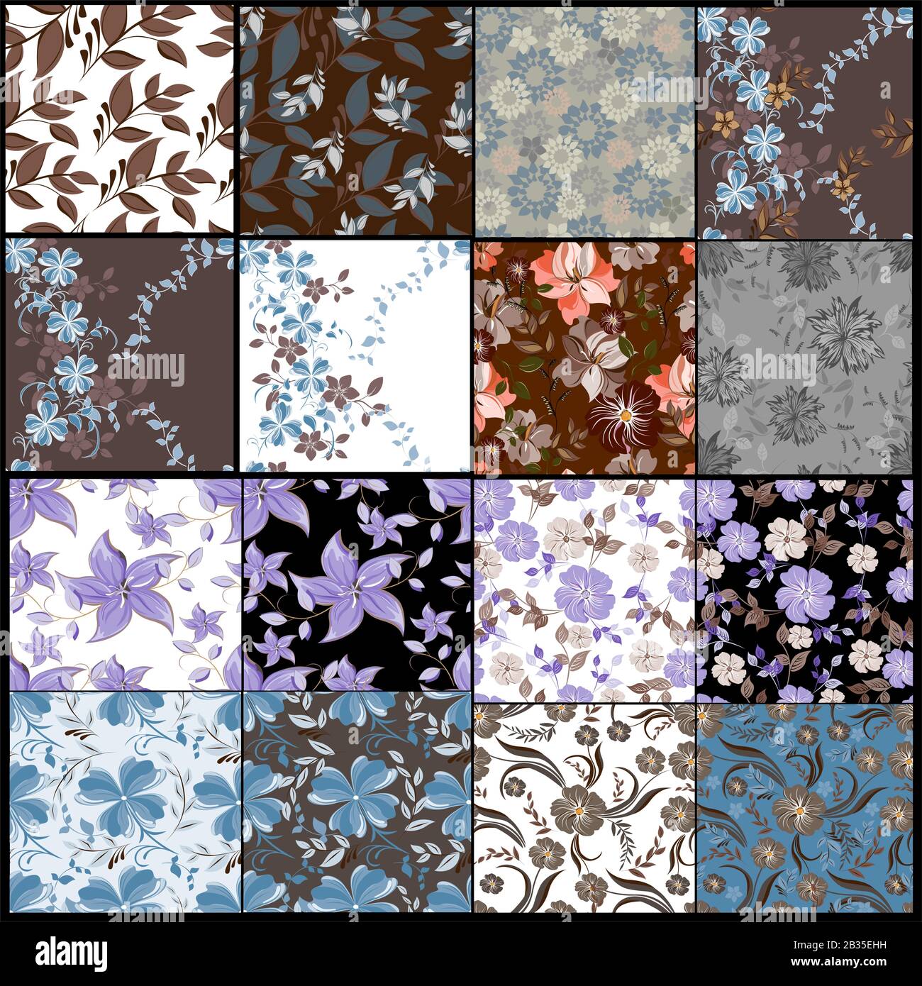 Vector abstract background seamless flowers and floral pattern Stock ...