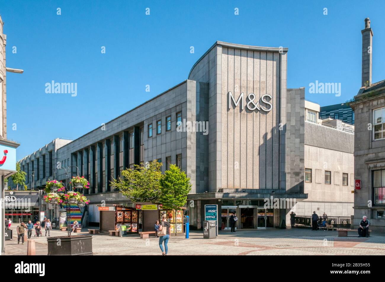 Marks & Spencer store at St Nicholas Street entrance to the Bon Accord shopping centre in Aberdeen, Scotland. Stock Photo