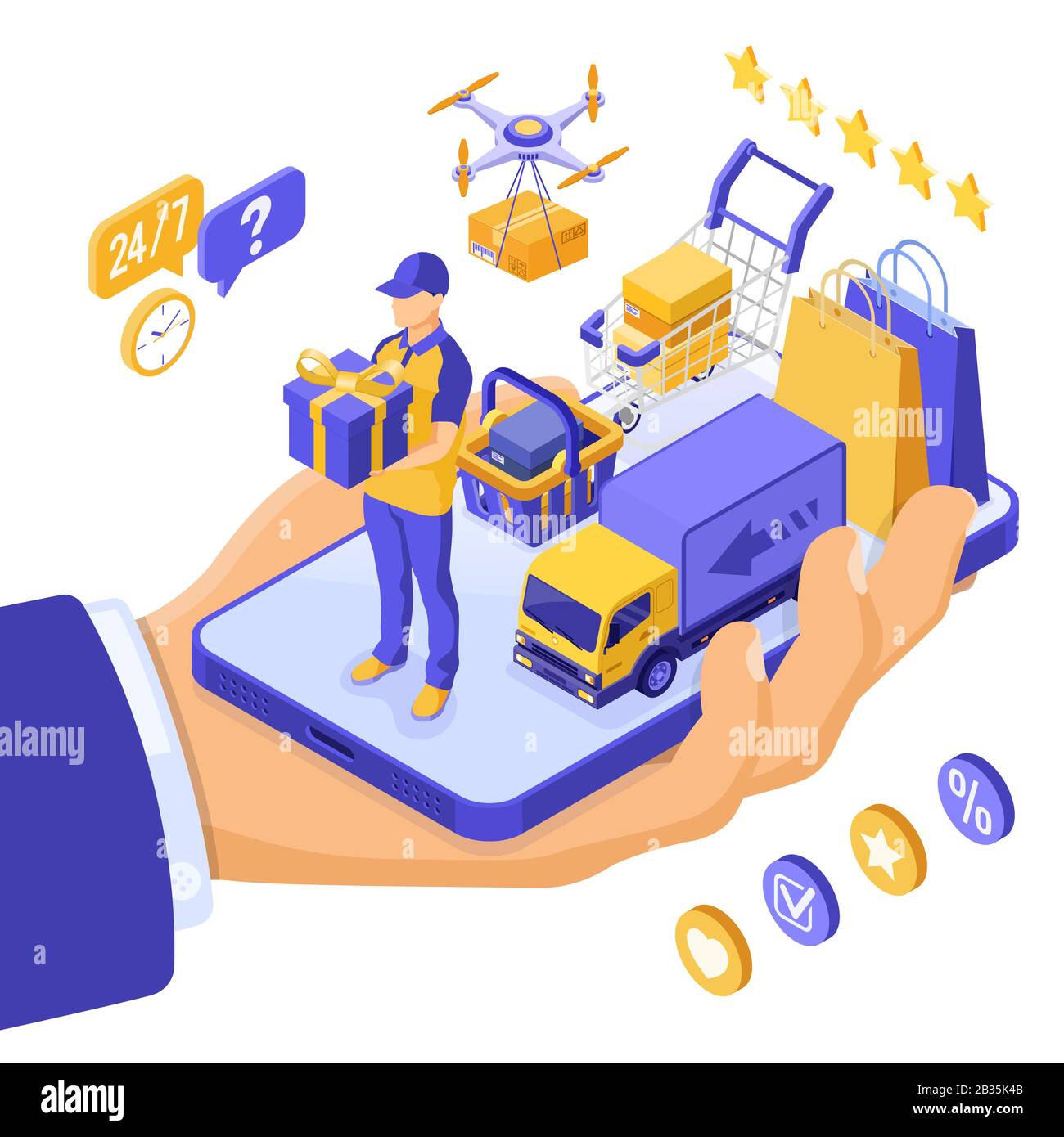 Isometric Online Shopping Delivery Stock Vector Image & Art - Alamy
