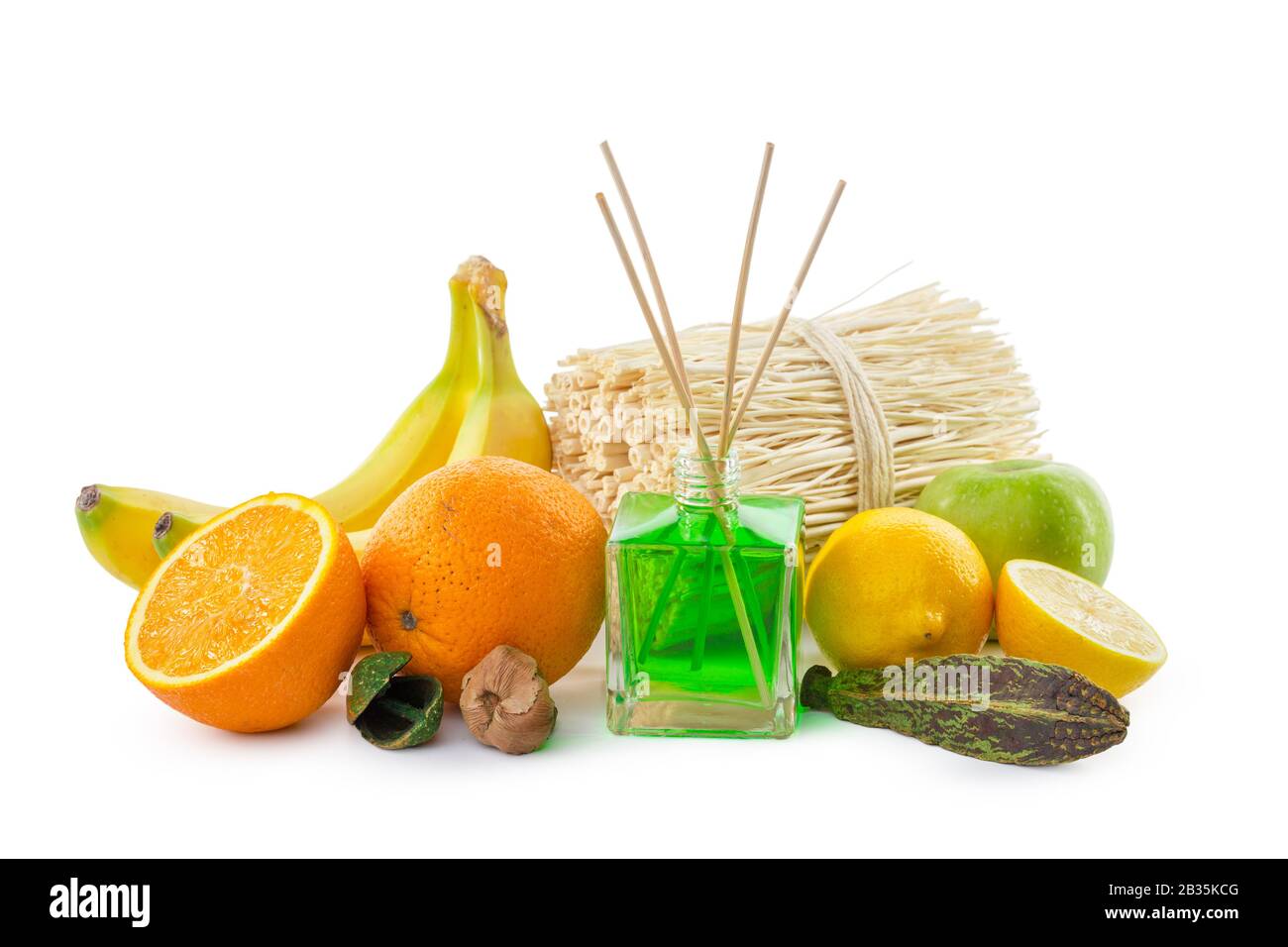 Still life of tropical fruits, essential oils and aroma diffuser Stock ...