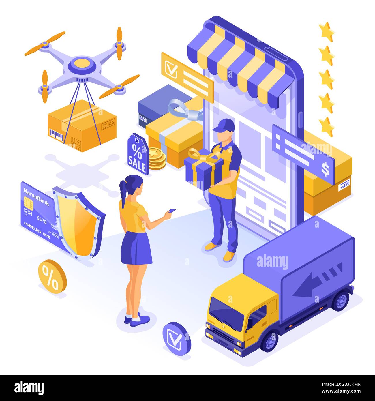 Isometric Online Internet Shopping Stock Vector