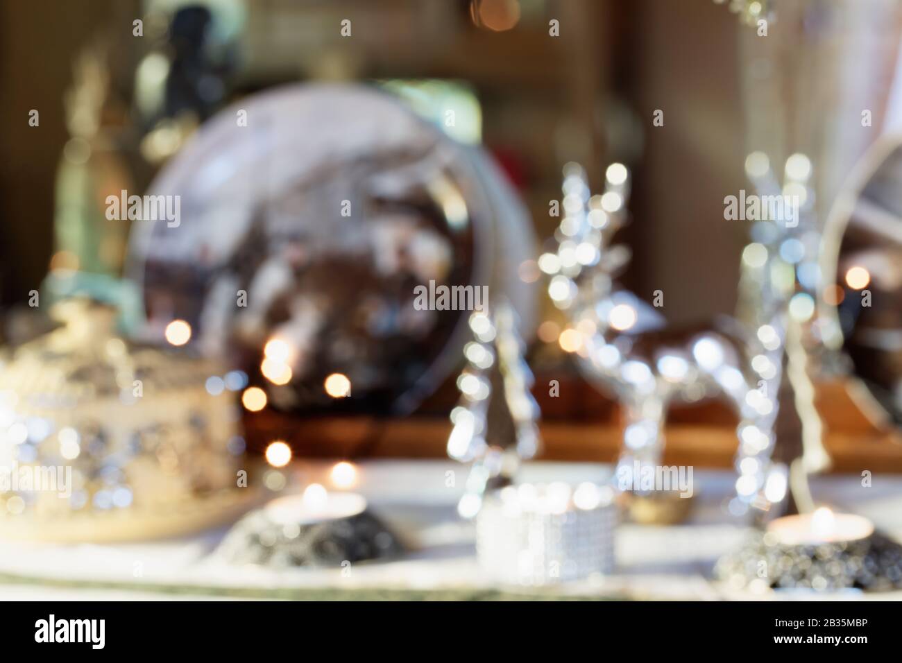 Blurred Christmas Decoration Still Life on a Cupboard - Background Stock Photo