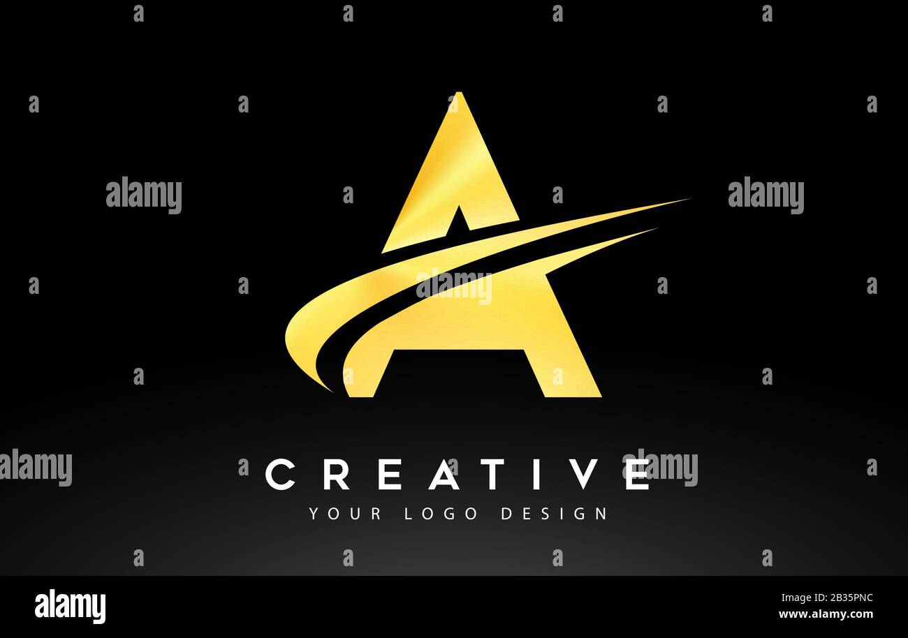 Creative A Letter Logo Design with Swoosh Icon Vector Illustration ...
