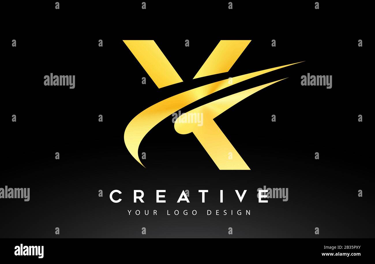 Creative X Letter Logo Design with Swoosh Icon Vector Illustration ...