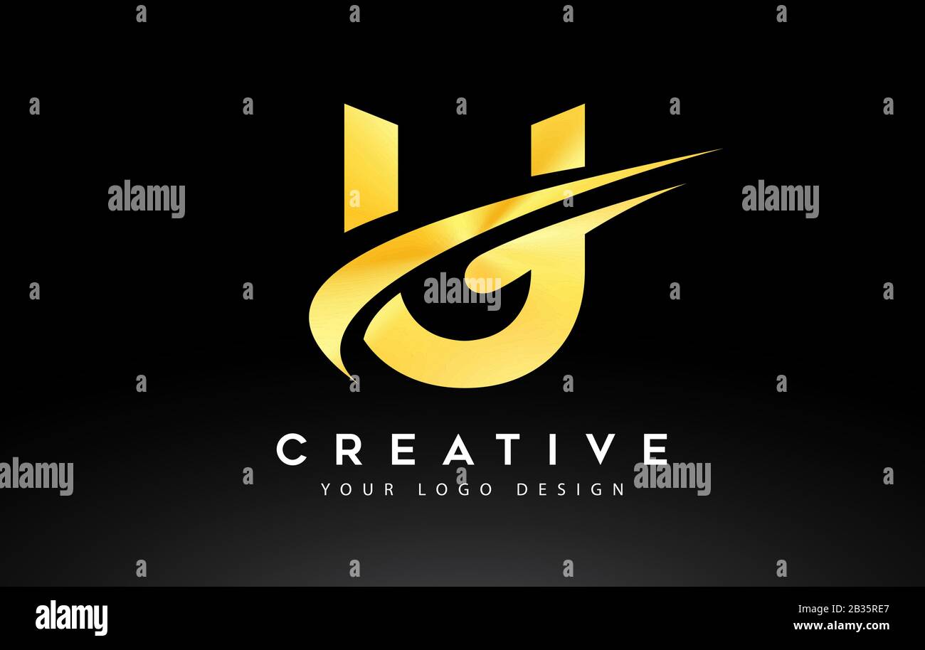 Creative U Letter Logo Design with Swoosh Icon Vector Illustration ...