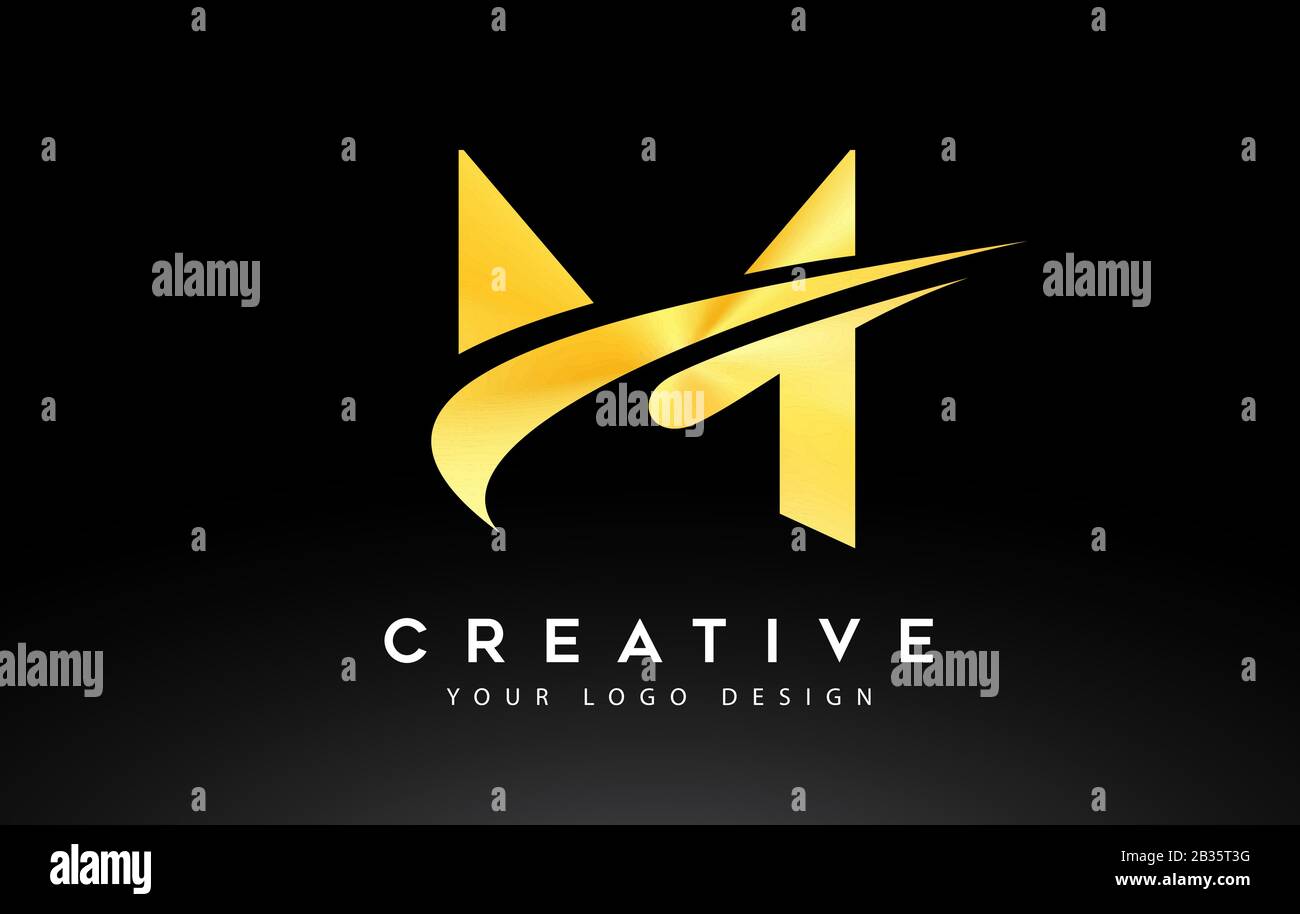 Creative M Letter Logo Design with Swoosh Icon Vector Illustration ...