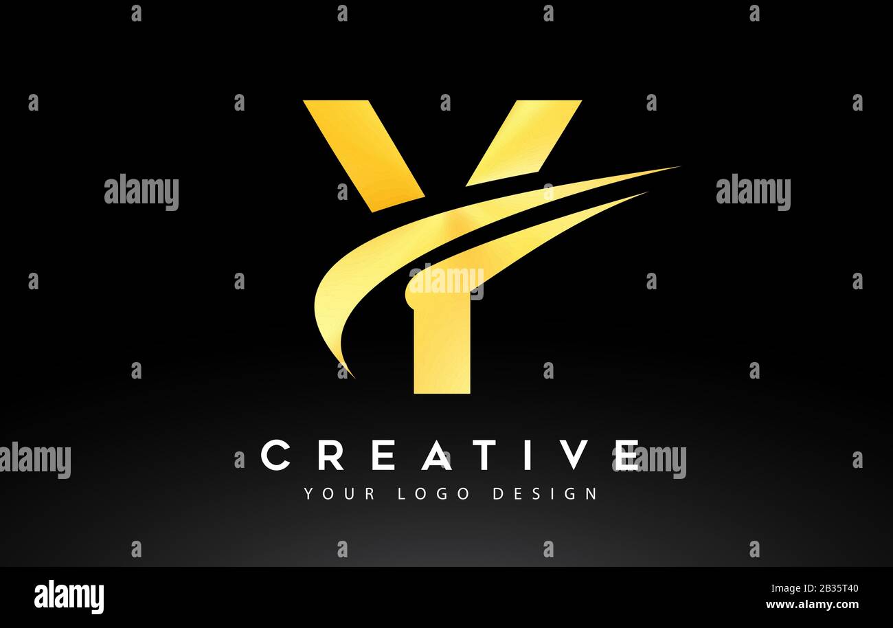 Creative Y Letter Logo Design with Swoosh Icon Vector Illustration ...