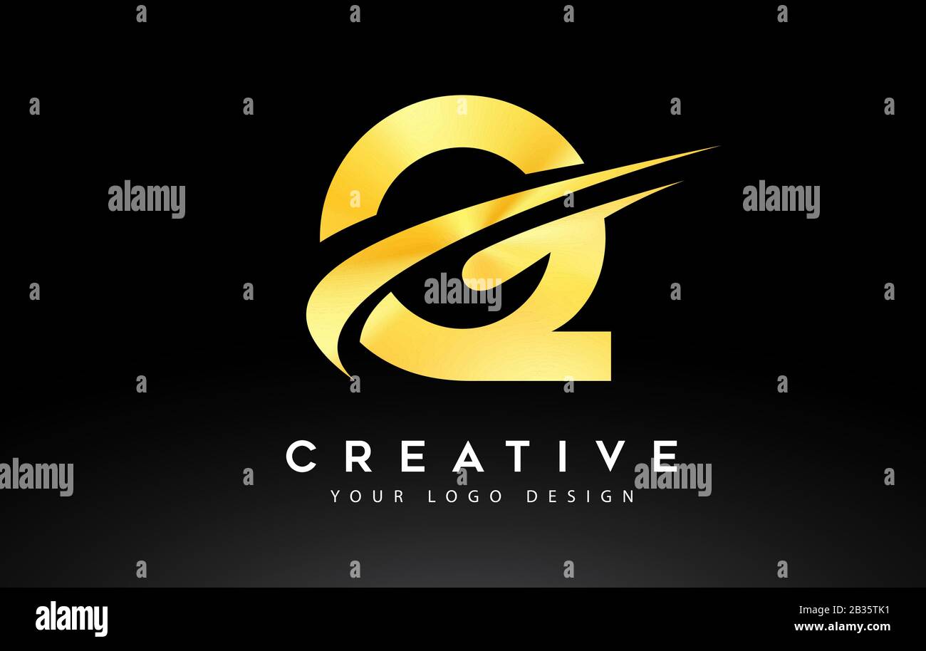 Creative Q Letter Logo Design with Swoosh Icon Vector Illustration ...