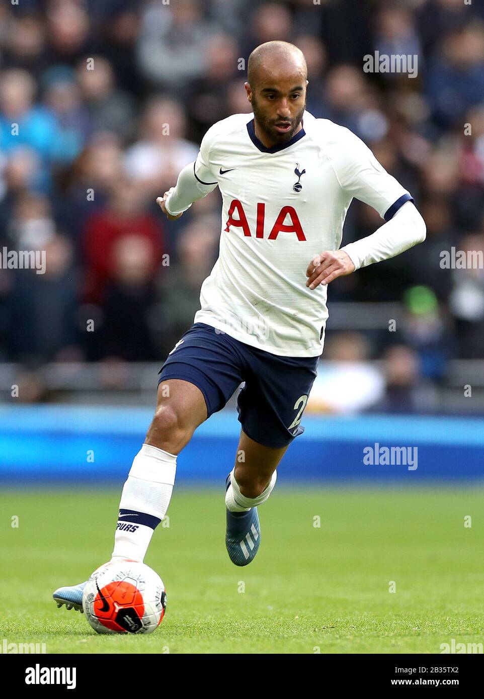 Tottenham Hotspur's Lucas Moura during the Premier League match at the Tottenham Hotspur Stadium, London. PA Photo. Picture date: Sunday March 1, 2020. See PA story SOCCER Tottenham. Photo credit should read: Bradley Collyer/PA Wire. RESTRICTIONS: No use with unauthorised audio, video, data, fixture lists, club/league logos or 'live' services. Online in-match use limited to 120 images, no video emulation. No use in betting, games or single club/league/player publications. Stock Photo