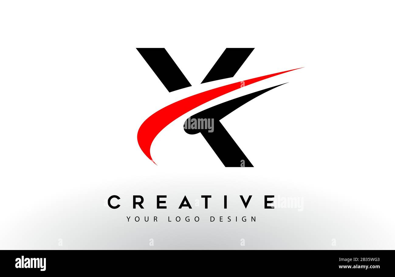 Black And Red Creative X Letter Logo Design with Swoosh Icon Vector ...