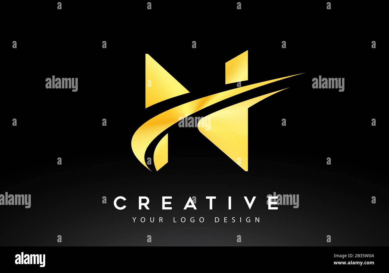 Creative N Letter Logo Design with Swoosh Icon Vector Illustration ...
