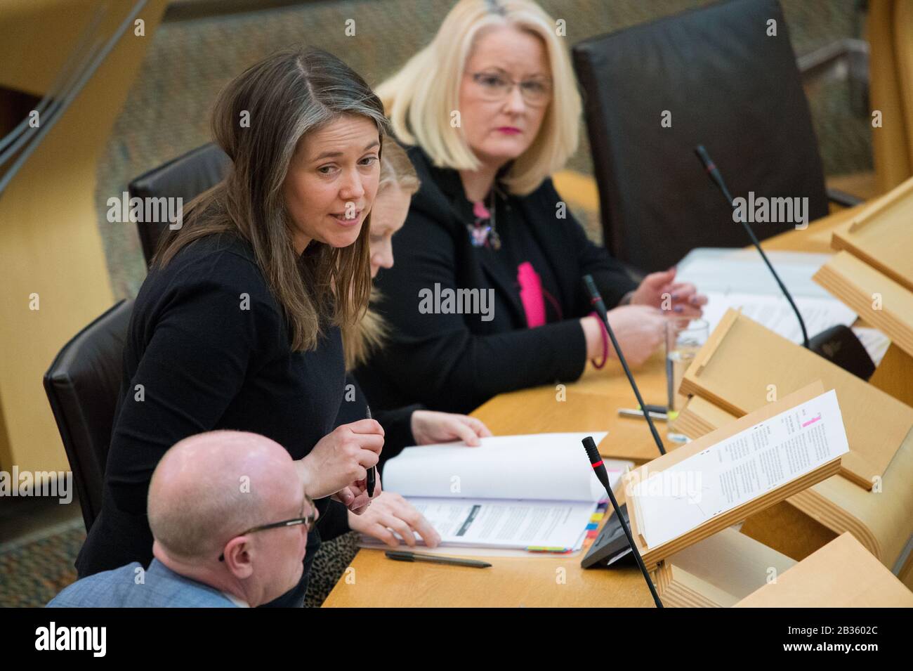 Edinburgh, UK. 4th Mar, 2020. Pictured: Aileen Campbell MSP - Cabinet Secretary for Communities and Local Government. Portfolio Questions - The Presiding Officer has grouped the following questions: Communities and Local Government: Questions 5 and 8 Social Security and Older People: Questions 6 and 7 Credit: Colin Fisher/Alamy Live News Stock Photo