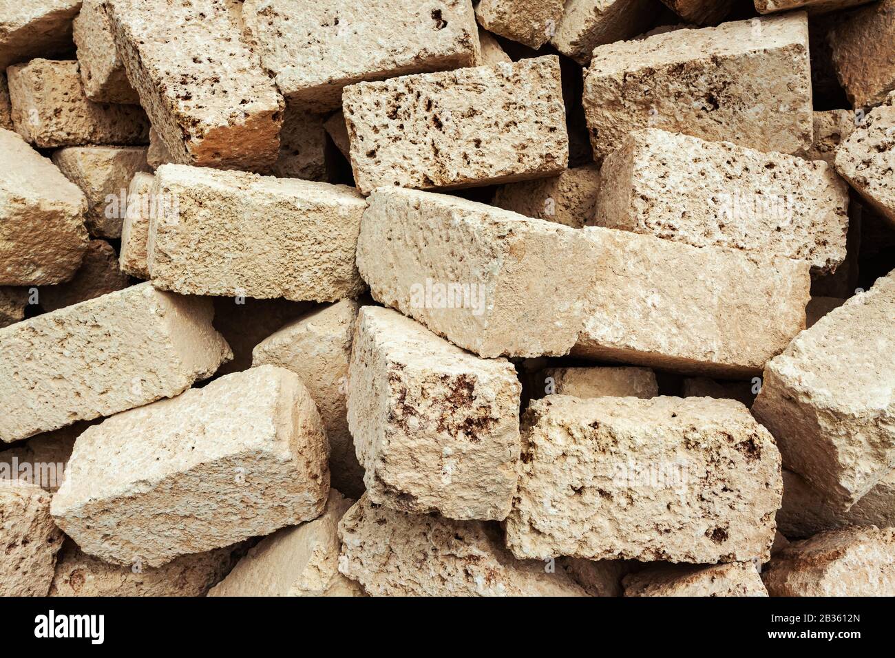 A pile of coral rag bricks (Kenya)  - local construction material Stock Photo
