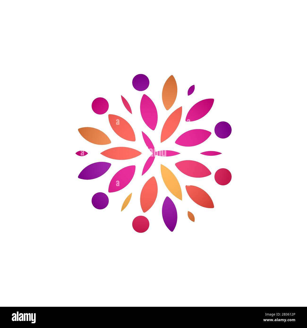 Colorful abstract flower vector round logo template for floral and decorate business, colored leaves emblem concept Stock Vector